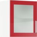 Glashängeschrank IMPULS KÜCHEN ""Turin", Breite/Höhe: 50 oder 60/57,9 cm", rot (rot hochglanz), B:50cm H:57,9cm T:34,5cm, Holzwerkstoff, Glas, Schränke, vormontiert, mit Glasdrehtür, mit verstellbarem Glasfachboden