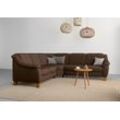 Ecksofa HOME AFFAIRE "Caldera L-Form" Sofas Gr. B/T: 270cm x 250cm, Luxus-Microfaser ALTARA NUBUCK, langer Schenkel rechts, mit Kopfteilverstellung-ohne Bettfunktion-ohne Schubkasten, braun (dunkelbraun) Federkern, wahlweise mit Kopfteilverstellung, Bettfunktion, Bettkasten