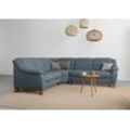 Ecksofa HOME AFFAIRE "Caldera L-Form" Sofas Gr. B/T: 270cm x 250cm, Struktur, langer Schenkel rechts, mit Kopfteilverstellung-mit Bettfunktion-mit Schubkasten, blau (blaugrau) Federkern, wahlweise mit Kopfteilverstellung, Bettfunktion, Bettkasten