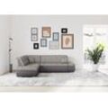 Ecksofa DOMO COLLECTION "Moric L-Form", grau (grau, silber), B:273cm H:80cm T:216cm, Sofas, wahlweise mit Bettfunktion und Armlehnenverstellung, auch in Cord