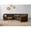 Ecksofa HOME AFFAIRE "Caldera L-Form", braun (dunkelbraun), B:270cm H:91cm T:250cm, 100% Polyester, Sofas, Federkern, wahlweise mit Kopfteilverstellung, Bettfunktion, Bettkasten