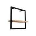 holz4home® Wandregal Small Schwarz Gerahmt I Industrial Style mit Baumkante Hellgrau