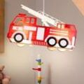 Kinderzimmerlampe Pendelleuchte Kinderzimmer Feuerwehr Hängelampe Deckenleuchte rot, 2x E27, LxH 43 x 120 cm