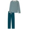 Schiesser Pyjama Herren Baumwolle gestreift, blau