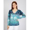 Vicci Germany Feinstrickpullover Damen Baumwolle gemustert, blau