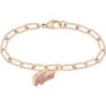 Armkette LACOSTE "CROCODILE, 2040306, 2040363" Armbänder Gr. Edelstahl, rosa (roségoldfarben, lila, violett, rose, pink, transparent, transparent) Damen mit Glasstein