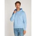 Hoodie TOMMY HILFIGER "FLAG LOGO HOODY" Gr. S, blau (vessel blue) Herren Sweatshirts mit Kängurutasche vorne