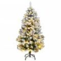 vidaXL Künstlicher Weihnachtsbaum Klappbar 150 LEDs & Kugeln 120 cm 3210097