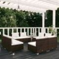 vidaXL 8-tlg. Garten-Lounge-Set mit Kissen Poly Rattan Braun 3101538