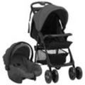 vidaXL 3-in-1 Kinderwagen Dunkelgrau und Schwarz Stahl 10390