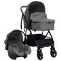 vidaXL 3-in-1 Kinderwagen Hellgrau und Schwarz Stahl 10329