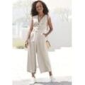 LASCANA Overall beige Gr. 34 für Damen. Mit V-Ausschnitt. Figurumspielend