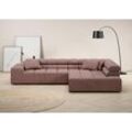 Ecksofa INOSIGN "Ancona incl. Kopfteilverstellung, Zierkissen Breite 319cm, L-Form", rosa (altrosa), B:319cm H:70cm T:215cm, Struktur (85% Polyester, 15% Viskose), Luxus-Microfaser weich (98% Polyester, 2% Nylon), Velours (100% Polyester), Sofas, wahlweise motorische Sitztiefenverstellung, auch in Cord + Easy Care