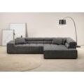 Ecksofa INOSIGN "Ancona incl. Kopfteilverstellung, Zierkissen Breite 319cm, L-Form", grau (dunkelgrau), B:319cm H:70cm T:215cm, Struktur (85% Polyester, 15% Viskose), Luxus-Microfaser weich (98% Polyester, 2% Nylon), Velours (100% Polyester), Sofas, wahlweise motorische Sitztiefenverstellung, auch in Cord + Easy Care