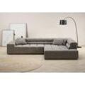 Ecksofa INOSIGN "Ancona incl. Kopfteilverstellung, Zierkissen Breite 319cm, L-Form", weiß (silber), B:319cm H:70cm T:215cm, Struktur (85% Polyester, 15% Viskose), Luxus-Microfaser weich (98% Polyester, 2% Nylon), Velours (100% Polyester), Sofas, wahlweise motorische Sitztiefenverstellung, auch in Cord + Easy Care, Topseller