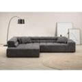 Ecksofa INOSIGN "Ancona incl. Kopfteilverstellung, Zierkissen Breite 319cm, L-Form", grau (dunkelgrau), B:319cm H:70cm T:215cm, Struktur (85% Polyester, 15% Viskose), Luxus-Microfaser weich (98% Polyester, 2% Nylon), Velours (100% Polyester), Sofas, wahlweise motorische Sitztiefenverstellung, auch in Cord + Easy Care, Topseller