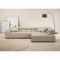 Ecksofa INOSIGN "Ancona incl. Kopfteilverstellung, Zierkissen Breite 319cm, L-Form", beige (natur), B:319cm H:70cm T:215cm, Struktur (85% Polyester, 15% Viskose), Luxus-Microfaser weich (98% Polyester, 2% Nylon), Velours (100% Polyester), Sofas, wahlweise motorische Sitztiefenverstellung, auch in Cord + Easy Care