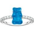 Fingerring THOMAS SABO "THOMAS SABO x HARIBO Schmuck: Ring mit Goldbär" Gr. 52, blau (silberfarben, blau, kristallweiß, blau, kristallweiß), Fingerringe, Damen, 52, Silber 925 (Sterlingsilber), 7mm, mit Kristallglas, Zirkonia (synth.)