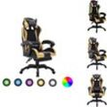 Vidaxl - Bürostühle - Living Gaming-Stuhl mit rgb LED-Leuchten Gold und Schwarz Kunstleder - Gold