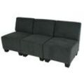 Modular 3-Sitzer Sofa Couch Moncalieri, Stoff/Textil ~ anthrazit-grau, ohne Armlehnen