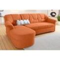 Ecksofa DOMO COLLECTION "Sarafina L-Form", orange (terrakotta), B:232cm H:83cm T:146cm, Luxus-Microfaser (92% Polyester, 8% Nylon), Microfaser PRIMABELLE (100% Polyester), Microfaser PRIMABELLE (100% Polyester) / Struktur (90% Polyester; 10% Polyacryl), Sofas, wahlweise mit Bettfunktion, optional mit Federkern