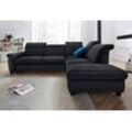 Ecksofa DOMO COLLECTION "Sully L-Form", schwarz, B:263cm H:84cm T:220cm, Chenille (100% Polyester), MIcrofaser in Lederoptik (100% Polyester), Kunstleder SOFTLUX, Luxus-Microfaser(100% Polyester), Sofas, wahlweise mit Bettfunktion und Kopf- bzw. Rückenverstellung