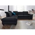 Ecksofa DOMO COLLECTION "Sully L-Form", schwarz, B:273cm H:84cm T:228cm, Chenille (100% Polyester), MIcrofaser in Lederoptik (100% Polyester), Kunstleder SOFTLUX, Luxus-Microfaser(100% Polyester), Sofas, wahlweise mit Bettfunktion und Kopf- bzw. Rückenverstellung