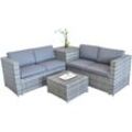 Xxl PolyRattan Sitzgruppe + Auflagenbox Garten Sofa Sitzgarnitur Gartenset Grau