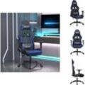 Vidaxl - Gaming-Sessel - Living Gaming-Stuhl mit Fußstütze Schwarz und Blau Kunstleder - Schwarz