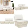 Vidaxl - 3-tlg. Garten-Sofagarnitur aus Paletten mit Kissen Fichtenholz - Garten-Lounge-Set - Garten-Lounge-Sets - Home & Living - Creme