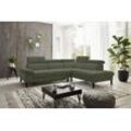 Ecksofa HOME AFFAIRE "Arnayon mit Querschläfer-Bettfunktion, Schlafsofa, großer Bettkasten", grün (oliv), B:272cm H:79cm T:217cm, 95% Polyester, 5% Nylon, Sofas, manuelle Kopfteilverstellung, Tonnentaschen-Federkern, Feincord L-Form