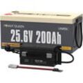 Power Queen 24V 200Ah Batterie Lithium Akku LiFePO4 mit 200A BMS & 24V 20A Ladegerät LiFePO4 (Zwei Pakete versandt）