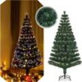 COSTWAY 150cm Künstlicher Weihnachtsbaum LED, 8 Blink-Modi, Beleuchteter Tannenbaum mit Stern & Lichtleitfaser, Christbaum für Weihnachten, Grün PVC