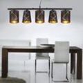 Pendelleuchte Esstisch Hängelampe schwarz gold 5 flammig Esszimmerlampe E14 Wohnzimmerlampe hängend modern, mit goldenen Dekorlinien, 5x E14, LxH 90x140 cm