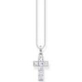 Kreuzkette THOMAS SABO "Kreuz, KE2166-051-14-L45V, KE2166-477-7-L45V, KE2166-643-11-L45V" Halsketten Gr. 45, Silber 925 (Sterlingsilber), bunt (silberfarben, weiß) Damen mit Glas-Keramik Stein, Korund (synth.), Zirkonia (synth.)