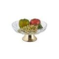 relaxdays Obstschale Glasschale mit goldenem Standfuß, Glas, weiß