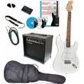 Clifton E-Gitarre E-Gitarren Set, 10 teilig, Set, Komplettset, weiß