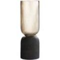 Casablanca by Gilde Windlicht Kerzenleuchter Maron, kann auch als Vase verwendet werden (1 St), Kerzenhalter, 1-flammig, aus Glas, braun|schwarz