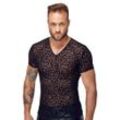 Shirt aus feinem Powernet mit Leo-Samtflockprint