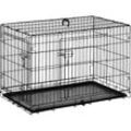 Pawhut - Hundekäfig Transportkäfig Drahtkäfig mit Gitter Hundebox Transportbox Kleintierkäfig Reisebox zusammenklappbar Metall Schwarz 92 x 57 x 62,5