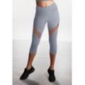 LASCANA ACTIVE Caprileggings mehrfarbig Gr. XS (32/34) für Damen. Mit Mesheinsatz, Logodruck. Figurbetont