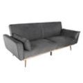 riess-ambiente Schlafsofa BELLEZZA - Retro 210cm grau Samt 3-Sitzer Couch inkl. Kissen