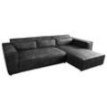 Design Ecksofa 265cm antik dunkelgrau Microfaser Couch 3-Sitzer Wohnzimmer