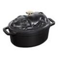 Staub La Cocotte Schweinedeckel 17 cm, oval, Schwarz, Gusseisen