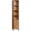 Hochschrank WELLTIME "Kall", gelb (honigfarben lackiert), B:35cm H:188cm T:33cm, Massivholz, Schränke, Badschrank aus Kiefer-Massivholz mit Schublade - (B/T/H) 35/33/188 cm