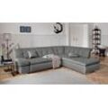 Ecksofa DOMO COLLECTION "Mona L-Form", grau (steel), B:271cm H:80cm T:213cm, Struktur fein 100% Polyester, Chenilleoptik 100% Polyester, Sofas, wahlweise mit Bett- und Armlehnfunktion