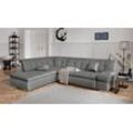 Ecksofa DOMO COLLECTION "Mona L-Form", grau (steel), B:271cm H:80cm T:213cm, Struktur fein 100% Polyester, Chenilleoptik 100% Polyester, Sofas, wahlweise mit Bett- und Armlehnfunktion