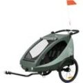 Fahrradkinder-Anhänger HAUCK "2in1 Bike Trailer und Buggy Dryk Duo Plus, dark green", Baby, grün (dunkelgrün), Fahrradanhänger, für 2 Kinder; inklusive Deichsel