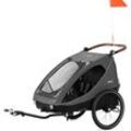 Fahrradkinder-Anhänger HAUCK "2in1 Bike Trailer und Buggy Dryk Duo, melange grey" grau (melange grau) Baby Fahrradanhänger für 2 Kinder; inklusive Deichsel