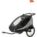 Fahrradkinder-Anhänger HAUCK "2in1 Bike Trailer und Buggy Dryk Duo Plus, black", schwarz, Baby, Fahrradanhänger, für 2 Kinder; inklusive Deichsel